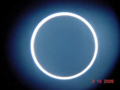 An annular eclipse in 2005, taken near Madrid. Picture courtesy of the European Space Agency.